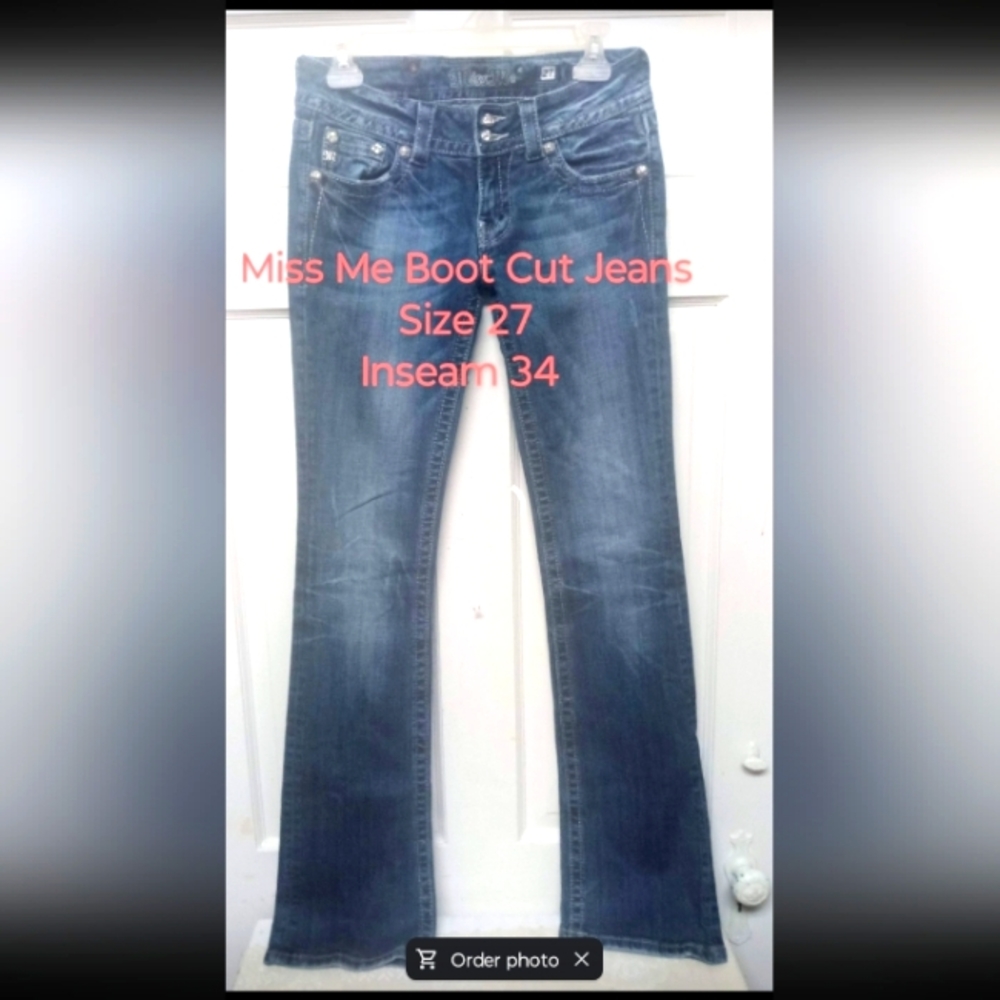 Miss Me Women's Boot Cut Blue Jeans Size 27 Inseam 34 #MMJ06